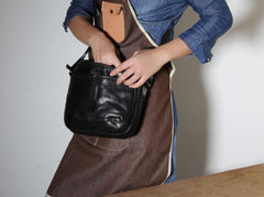 Genuine Leather Mens Cool Small Messenger Bag Sling Bag Chest Bag Bike Bag Cycling Bag for men