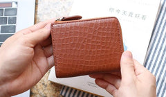 Leather Mens Zipper Small Wallet Slim Wallet Front Pocket Wallet billfold Card Wallet for Men