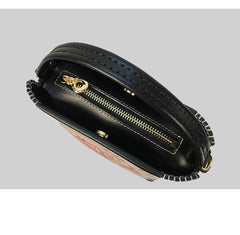 Handmade Womens Tooled Leather Square Handbag Purse Cat Crossbody Bag for Women