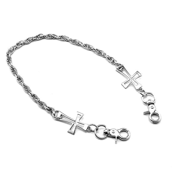 20'' Metal Silver Cross Wallet Chain SILVER - Side View