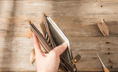 Cool Canvas Leather Mens Bifold Long Cards Wallet Long Wallet for Men