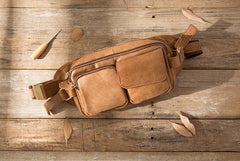 Vintage Leather Fanny Packs Mens Waist Bag Hip Pack Belt Bag for Men
