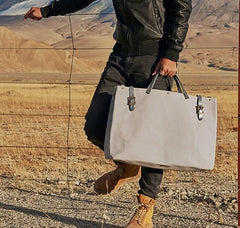 Mens Leather Canvas Large Handbag Canvas Weekender Bag Canvas Travel Bag for Men