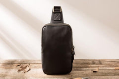 Cool Leather Mens Sling Bag Sling Shoulder Bags Chest Bag for men