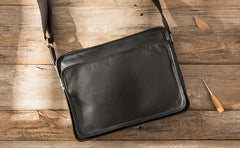 Black Cool Leather Mens Shoulder Bags Messenger Bags for Men
