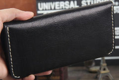 Handmade Genuine Leather Mens Cool Long Leather Wallet Bifold Clutch Wallet for Men