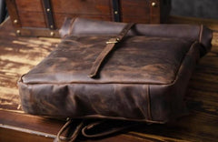 Vintage Brown Leather Mens Backpack Large Travel Backpack Hiking Backpack for men