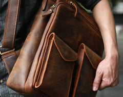 Cool Brown Leather Mens Backpack Travel Backpacks Laptop Backpack for men
