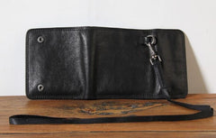 Genuine Leather Mens Cool billfold Leather Wallet Men Small Wallets Trifold for Men