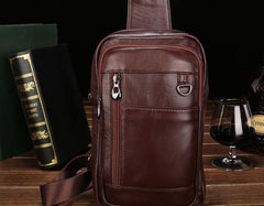 Cool Leather Mens Sling Bag Sling Shoulder Bag Sling Backpacks Chest Bag for men