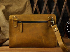 Vintage Large Leather Mens Wristlet Bag Wristlet Wallet Side Bag Clutch Wallet for Men