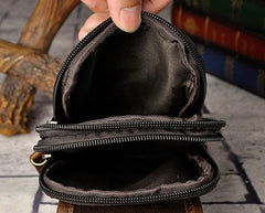 Small Mens Leather Belt Pouch Side Bag Holster Belt Case Waist Pouch for Men