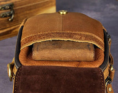 Mens Leather Small Belt Pouch Side Bag Holster Belt Case Waist Pouch for Men