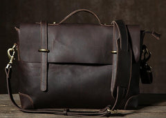 Handmade Leather Mens Cool Messenger Bag Briefcase Work Bag Business Bag Laptop Bag for men