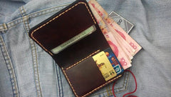 Coffee Vintage Leather Mens Small Wallet Leather billfold Bifold Wallets for Men