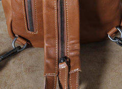 Genuine Brown Leather Mens Cool SLing Pack Chest Bag Sling Bag Crossbody Bag Travel Backpack for men