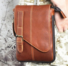 Mens Leather Small Side Bag COURIER BAGs Waist Pouch Holster Belt Case Belt Pouch for Men