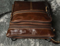 Mens Leather Small Side Bag Messenger Bag Courier bag for Men