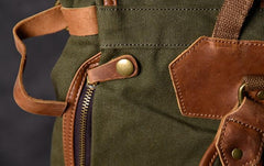 Green Canvas Mens Cool Backpack Large Travel Backpack Canvas Hiking Backpack for Men