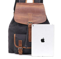 Waxed Canvas Leather Mens Backpack Canvas Travel Backpacks Canvas School Backpack for Men