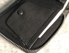 Genuine Leather Mens Cool billfold Leather Wallet Men Small Wallets Bifold for Men