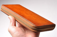 Handmade Leather Wristlet Wallet Mens Long Wallet Cool Long Clutch Wallet for Men