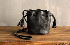Mini LEATHER WOMEN Barrel Bag Small Bucket Purse SHOULDER Purses FOR WOMEN