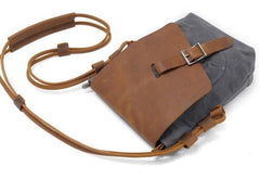 Cool Mens Waxed Canvas Leather Small Courier Bags Canvas Side Bags Messenger Bag for Men