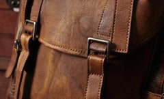Cool Brown Leather Mens Backpack Large Brown Travel Backpack Hiking Backpack for men