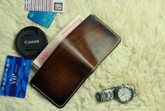 Vintage Leather Mens Slim Small Wallet Leather Small Wallets billfold Wallet for Men