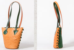Handmade Genuine Leather Shopper Bag Bucket Bag Shoulder Bag Purse For Women - EverHandmade