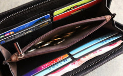 Vintage LEATHER Womens Long Wallet Fashion Zipper Long Wallets FOR Women