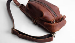 Cool Leather Mens Sling Bag Shoulder Sling Bag Chest Bag for men