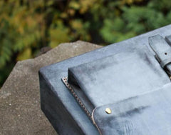 Handmade Vintage Leather Mens Cool Messenger Bags Gray Shoulder Bag for Men