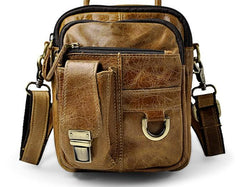 Mens Leather Small Side Bag COURIER BAG Waist Bag Holster Belt Case Belt Pouch for Men