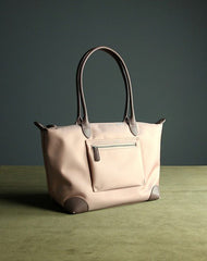 Womens Light Pink Nylon Shoulder Tote Large Pink Nylon Handbag Purse for Ladies