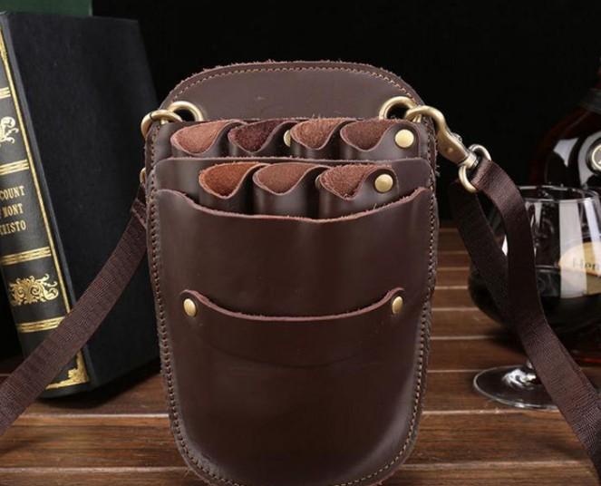 Cool Leather Mens Hairstylist Tool case barber pouch scissors case Belt Pouch Waist Bag