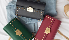 Leather Stylish Womens Rivet Handbag Work Purse Chain Shoulder Bag for Women