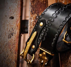 Handmade Black Leather Mens Belts Cool Leather Men Belt for Men