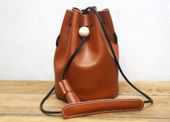 Cute LEATHER WOMEN Bucket SHOULDER BAG Barrel Crossbody Purses FOR WOMEN