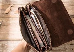 Cool Leather Mens Large Long Zipper Clutch Wallet Long Wallet for Men