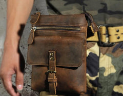 Vintage Mens Leather Side Bag Belt Pouch Holster Belt Case Waist Pouch for Men