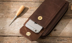 Cool Leather Mens Coffee Long Zipper Clutch Wallet Long Wallet for Men