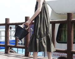 Cute Leather Black Womens Mini Bucket Purse Handbag Barrel Shoulder Bag for Women
