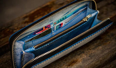 Handmade Leather Mens Tibetan Chain Biker Wallet Cool Leather Wallet Long Clutch Wallets for Men