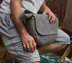 Mens Canvas Gray Cool Messenger Bag Side Bag Shoulder Bag for Men
