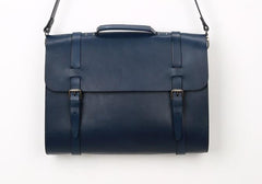 Blue Leather Mens Briefcase Messenger Bag Handbag Shoulder Bag for men