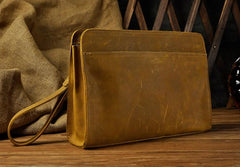 Vintage Large Leather Mens Wristlet Bag Wristlet Wallet Side Bag Clutch Wallet for Men