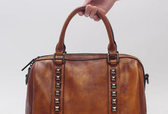 Handmade Leather Handbag Doctor Bag Purse Crossbody Shoulder Bag for Girl Women Lady - EverHandmade