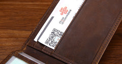 Vinatge Leather Small Mens License Wallet Bifold Card Wallet for Men